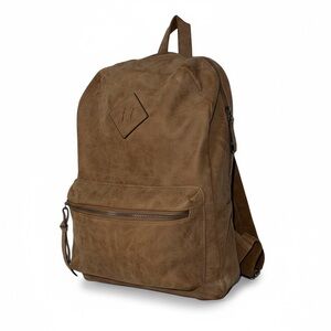 anchor print canvas backpack with faux leather trim Slate Blue Wax Canvas Backpack